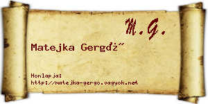 Matejka Gergő névjegykártya