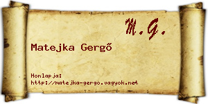 Matejka Gergő névjegykártya